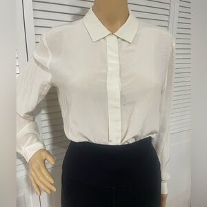 Jones New York White Sheer Button-Down Blouse